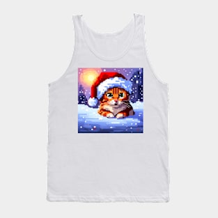 Christmas Cat Pixel Art Tank Top